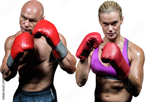 Portrait of boxers with gloves