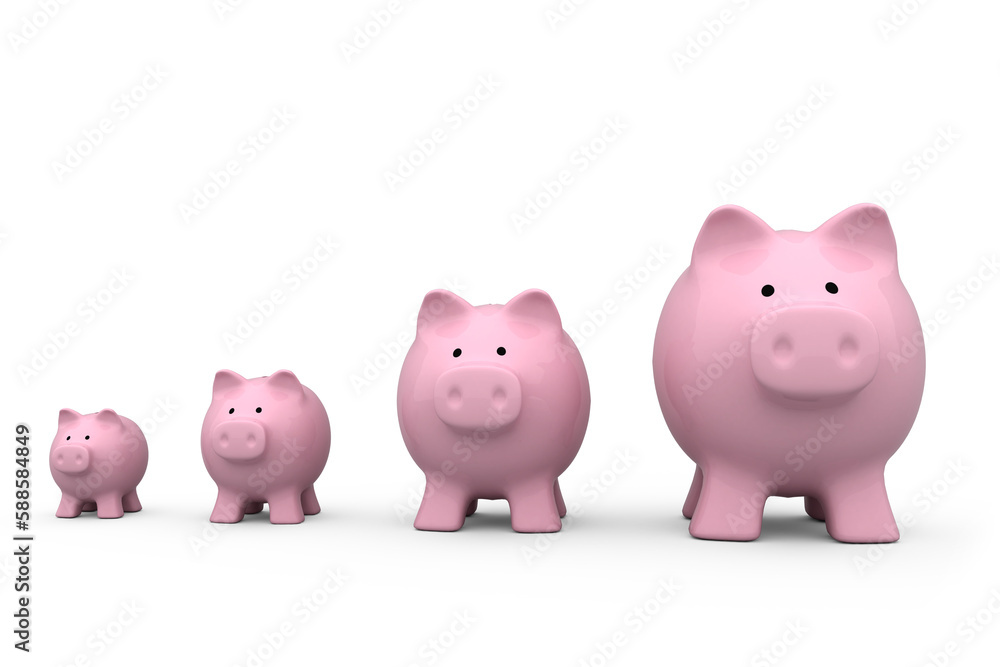 Pink piggy banks arranged Pink piggy banks arranged