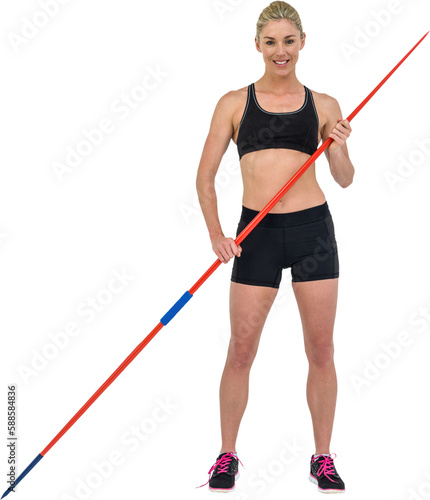 Athlete standing with javelin