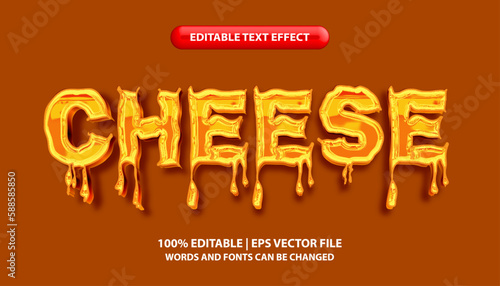 Cheese text, editable text effect style, melted and gooey cheese text style photo