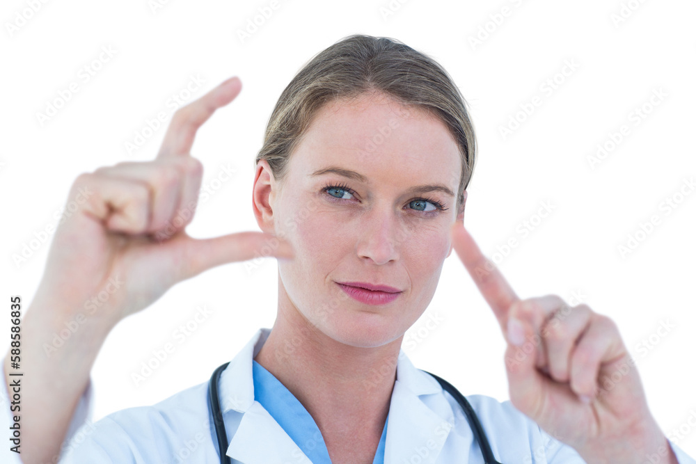 Doctor showing with finger 