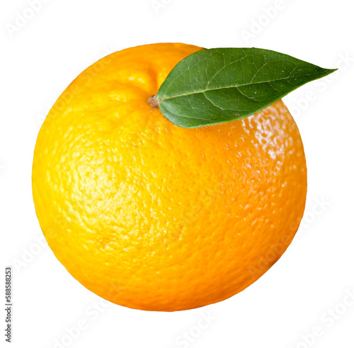 Orange with a green leaf
