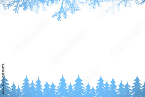 Frost and fir trees in blue