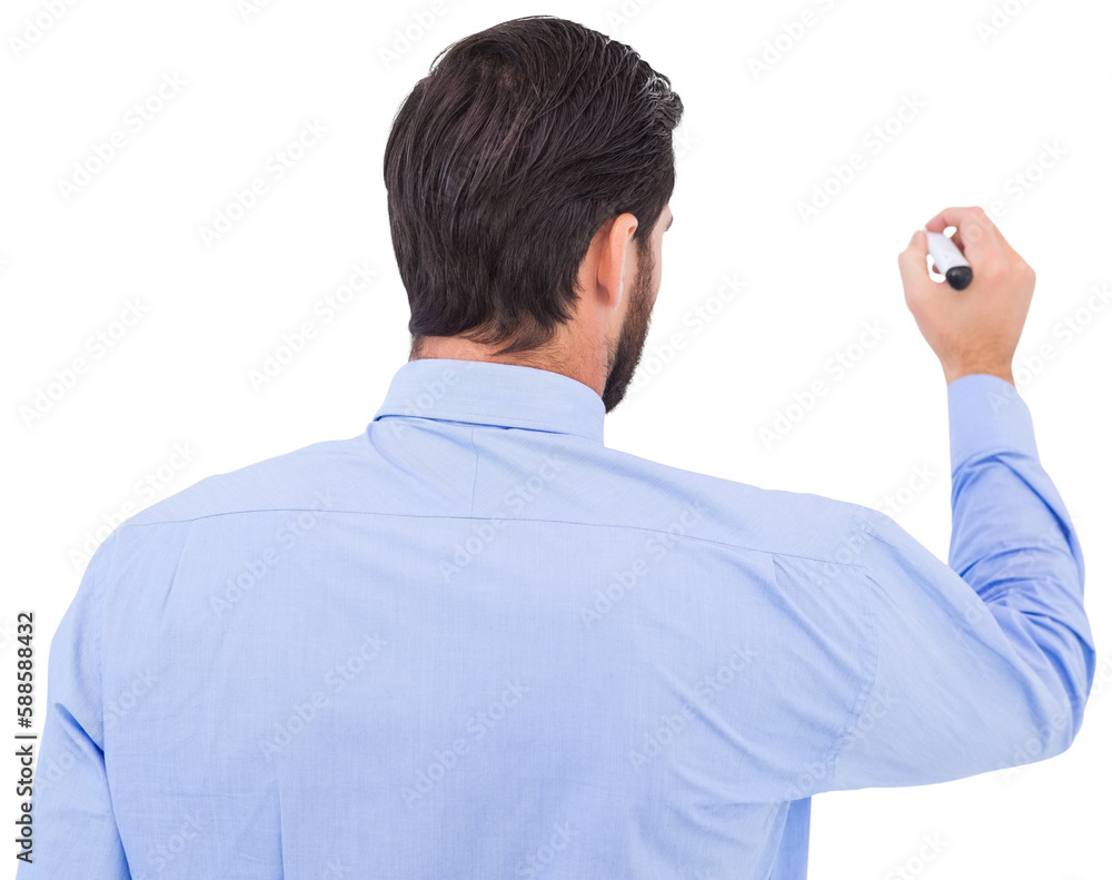 Businessman in suit writing with marker Businessman in suit writing with marker