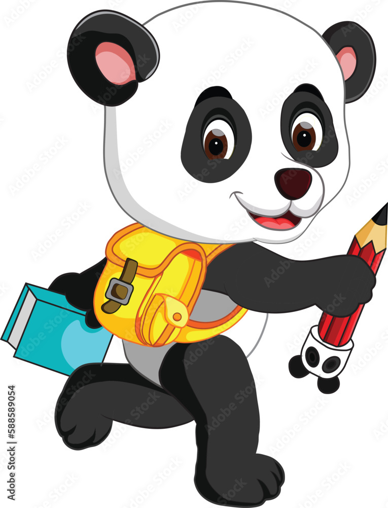 Vector cute little panda sitting on white background funny,baby animals ...