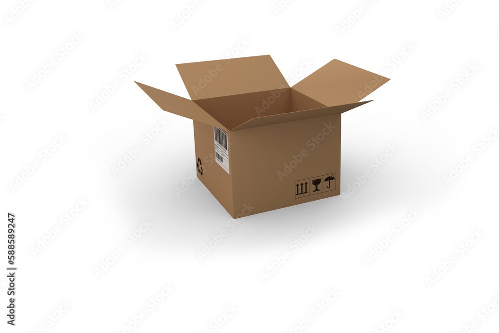 Naklejka premium 3D image of open courier box