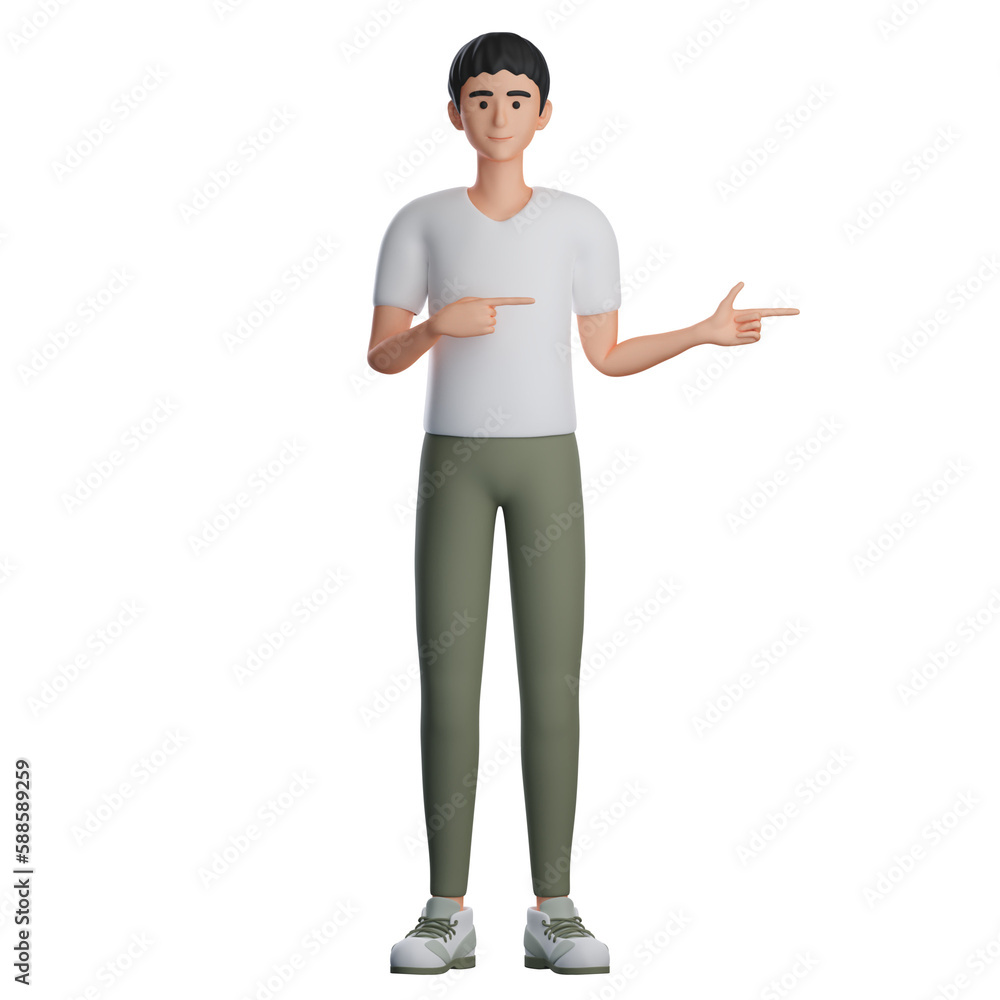 3D Male Character Pointing at Right Side use Both Hand 3D Male Character Pointing at Right Side use Both Hand