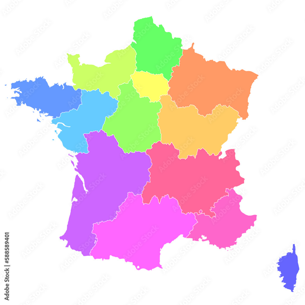 Fototapeta premium フランス 地図 カラフル アイコン