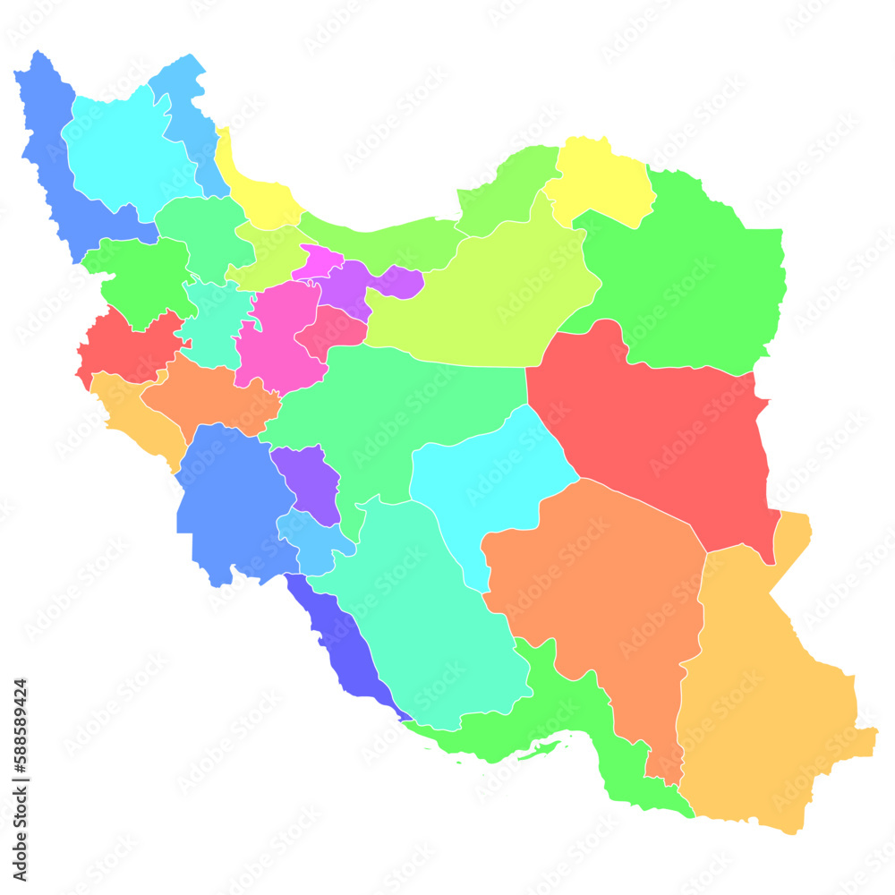 Fototapeta premium イラン 地図 カラフル アイコン