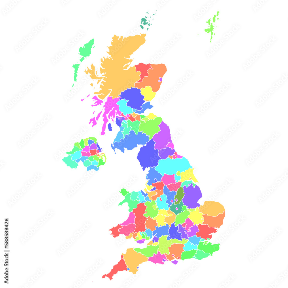 Obraz premium イギリス 地図 カラフル アイコン