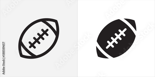 American football icon set. Rugby ball icons. Vector stock illustration. Simple flat design.