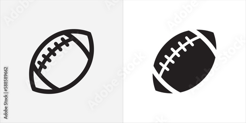 American football icon set. Rugby ball icons. Vector stock illustration. Simple flat design.