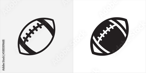 American football icon set. Rugby ball icons. Vector stock illustration. Simple flat design.