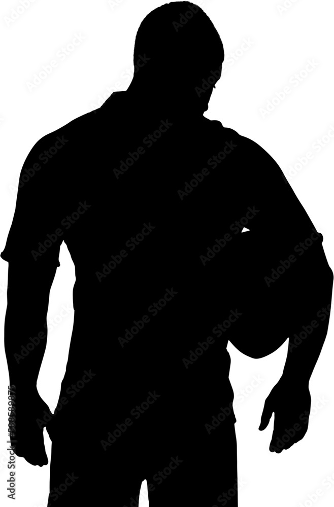 Rugby player standing with ball Rugby player standing with ball