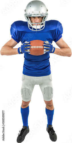 Full length portrait of American football player holding ball © vectorfusionart