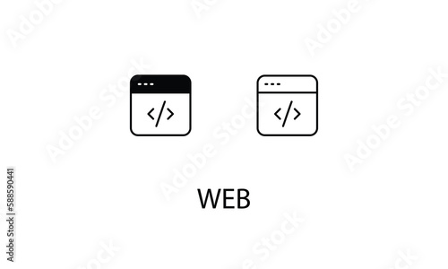 Web icons with 2 styles outline icon, glyph icon, vector stock