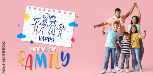 Banner with happy dancing f...