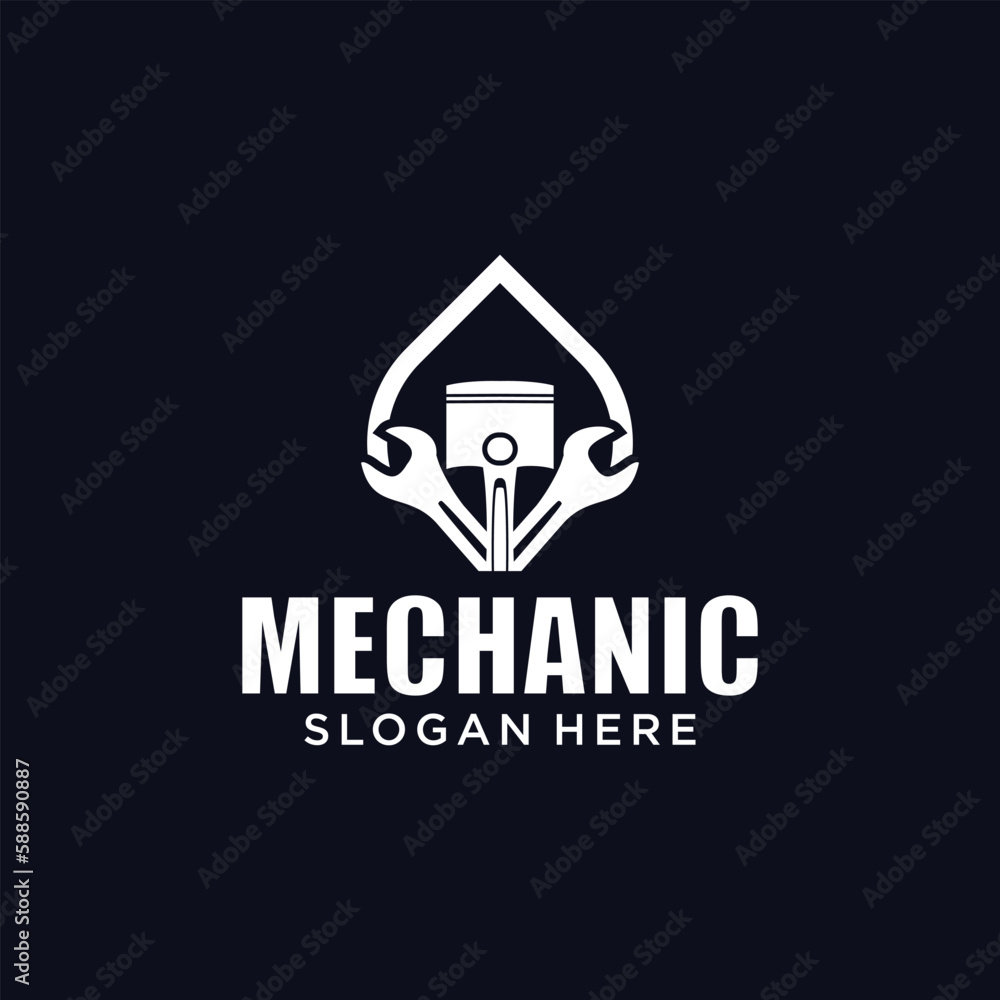 Mechanical technology logo, gear and piston combination logo symbol. engine parts Mechanical technology logo, gear and piston combination logo symbol. engine parts