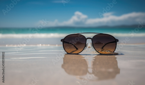 Wallpaper Mural Sunglasses on the beach, vacation concept, image created with AI Torontodigital.ca