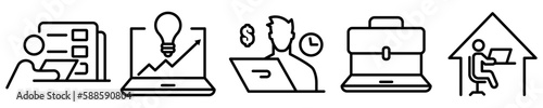 Conjunto de iconos de freelance. Trabajo remoto en casa. Concepto de negocio y emprendimiento. Negocio digital. Ilustración vectorial