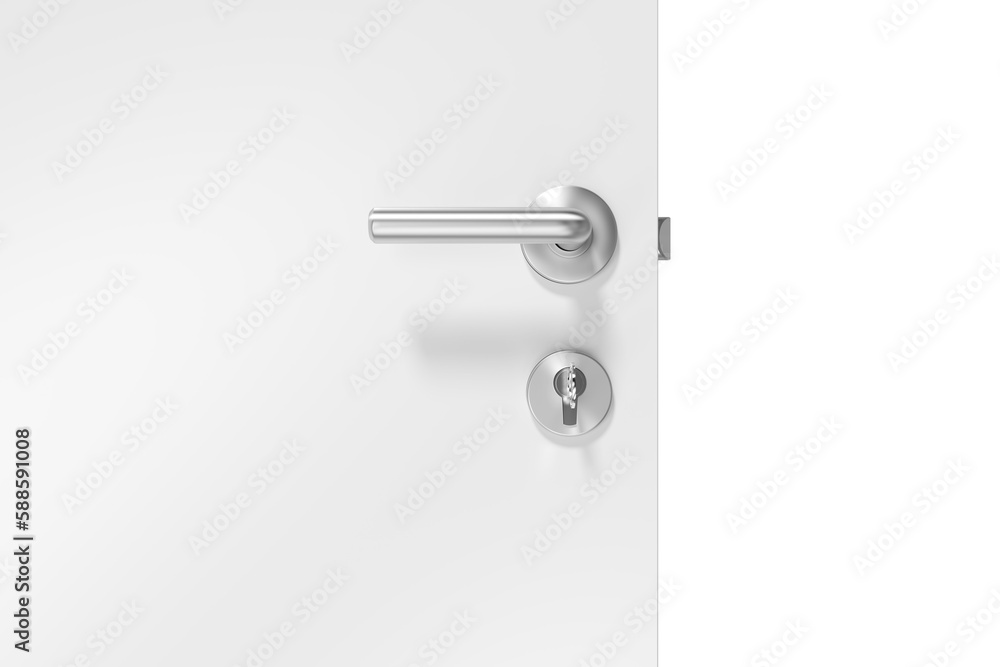Closeup of door with metal doorknob and lock Closeup of door with metal doorknob and lock