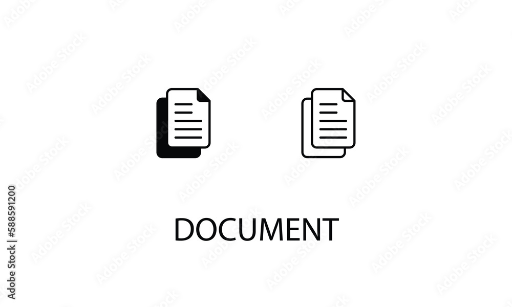 Document icons with 2 styles outline icon, glyph icon, vector stock Document icons with 2 styles outline icon, glyph icon, vector stock