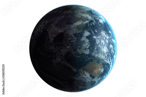 Earth over white background