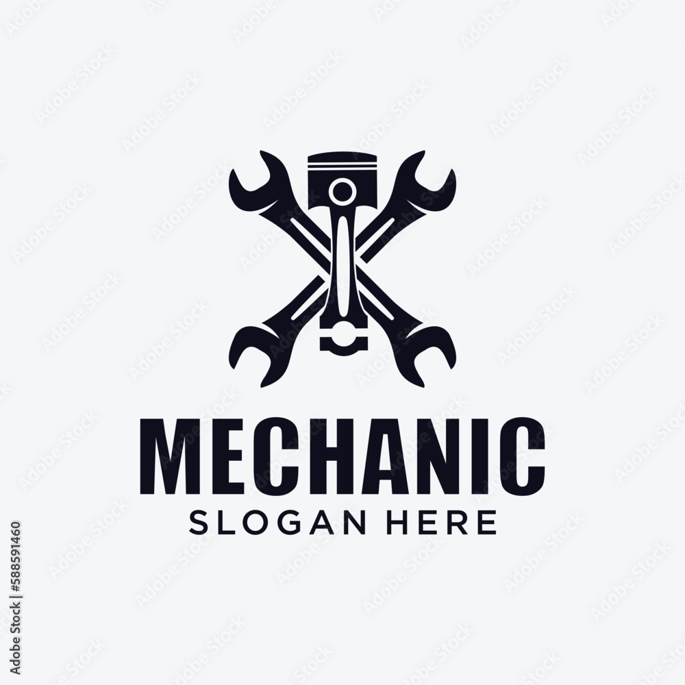 Mechanical technology logo, gear and piston combination logo symbol. engine parts Mechanical technology logo, gear and piston combination logo symbol. engine parts