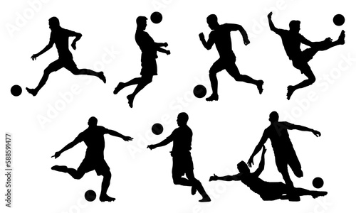 Football player silhouette. Suitable for football and soccer team illustration. Footballer in action vector illustration.