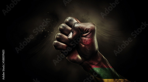 fist representing south africa liberation, generated AI technology