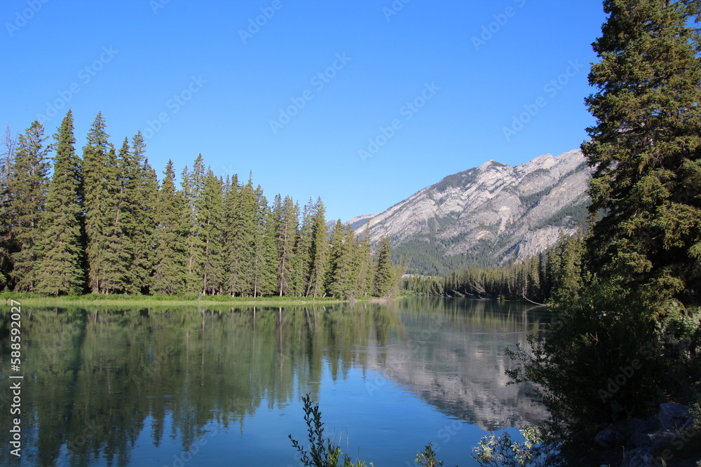 Calm Bow River, Banff National Park, Alberta