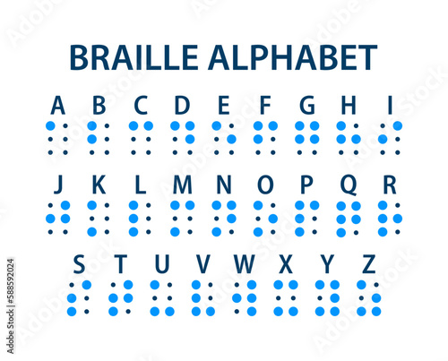 Braille alphabet letters. A Tactile Writing System for the Visually Impaired