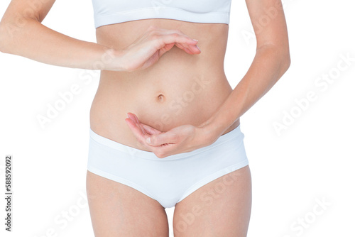 Woman with hands on belly 