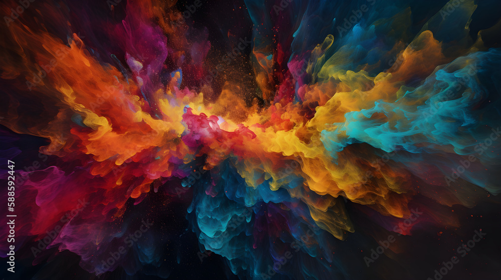 A vibrant nebula, alive with swirling colors and gas clouds. The lighting is vibrant and the mood is otherworldly. - Generative AI