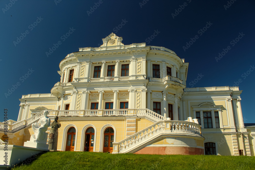 Fototapeta premium Maryino, Kursk Region, Russia. Backyard of an ancient noble mansion of princes Baryatinsky. Estate Maryino, Kursk region