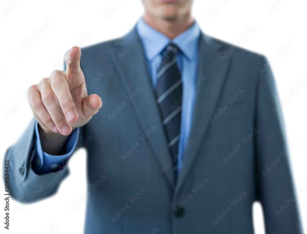 Midsection of well dressed businessman gesturing Midsection of well dressed businessman gesturing