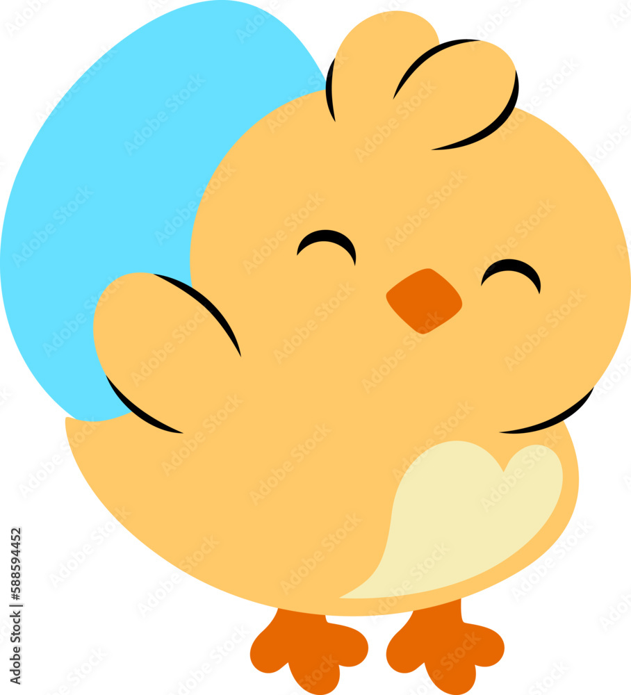 Easter Day Chicken with Egg Shell Hand Drawn Flat Illustration Easter Day Chicken with Egg Shell Hand Drawn Flat Illustration
