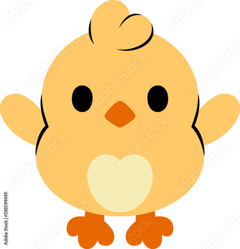 Easter Day Chicken Hand Drawn Flat Illustration