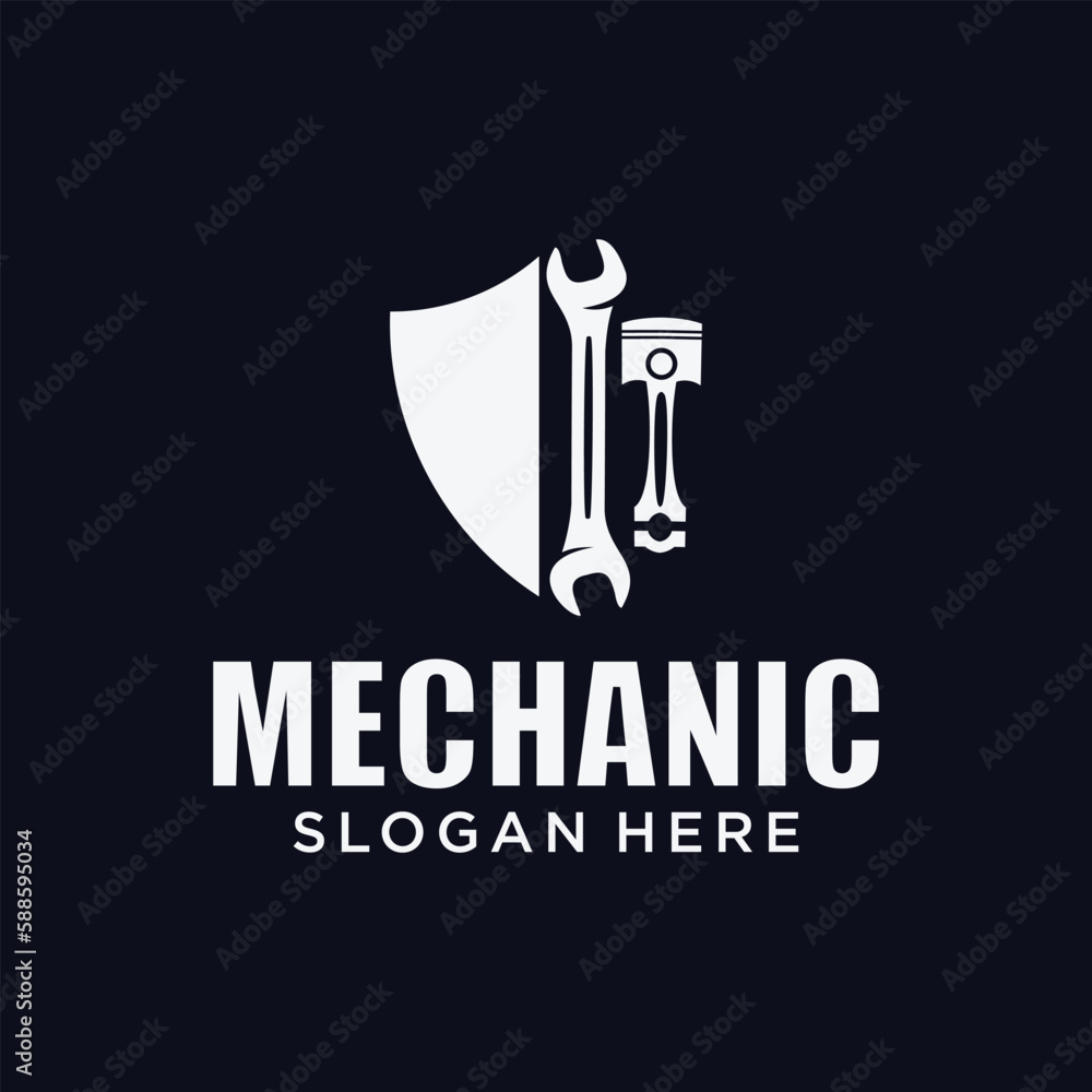 Mechanical technology logo, gear and piston combination logo symbol. engine parts Mechanical technology logo, gear and piston combination logo symbol. engine parts