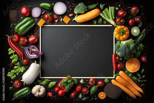 vegetables on black background created using AI Generative Technology