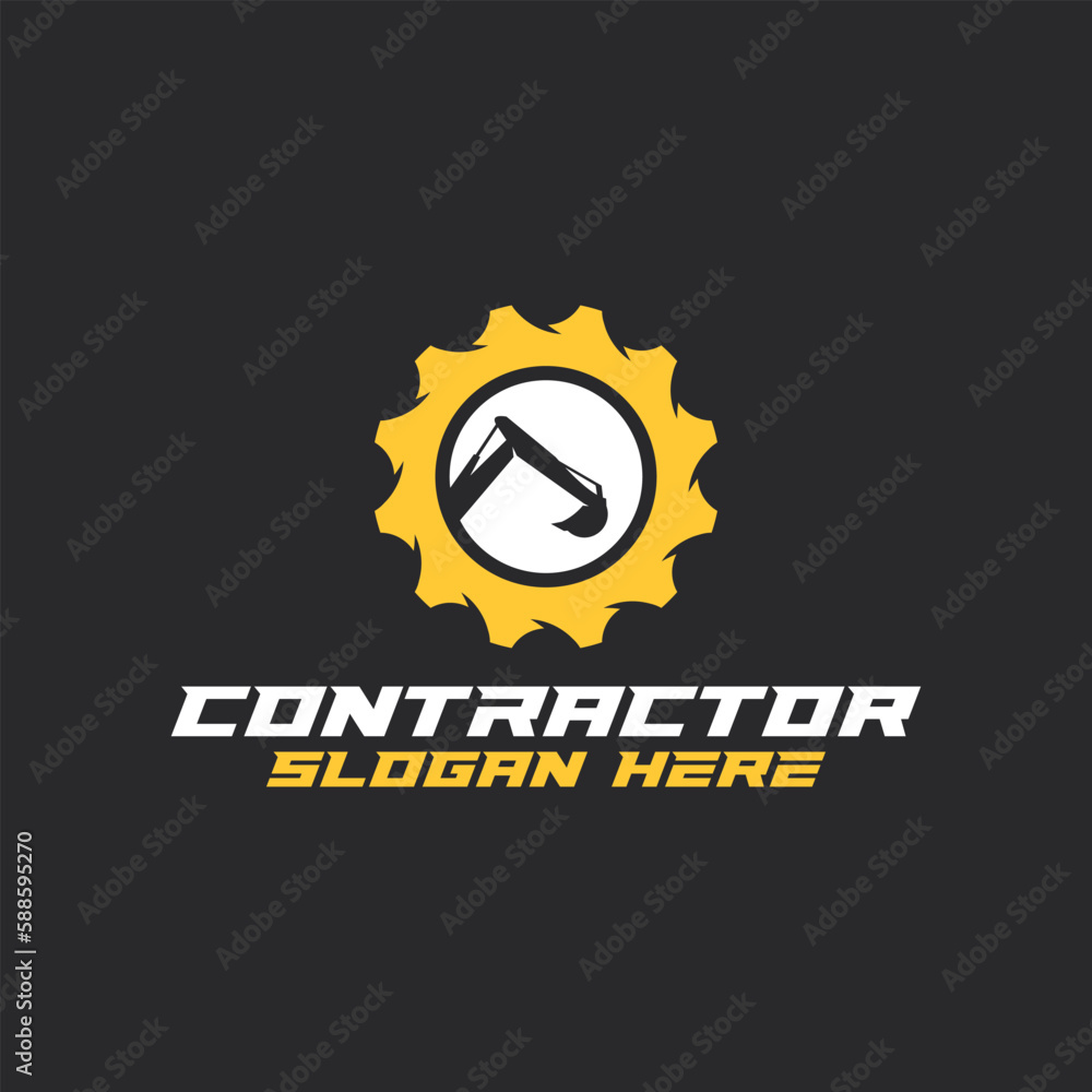 Fototapeta premium Mechanical technology logo, gear and piston combination logo symbol. engine parts