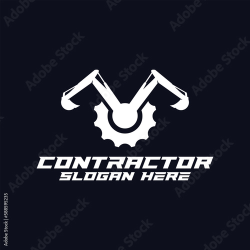 excavator silhouette logo, mining heavy equipment work excavator logo, construction logo vector