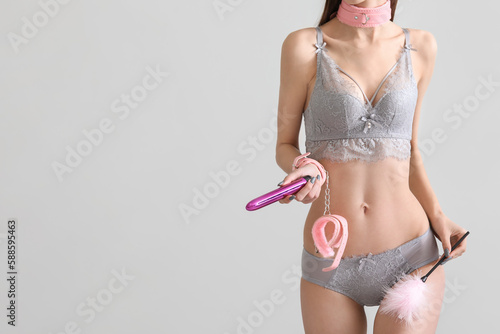Young woman in underwear wi...