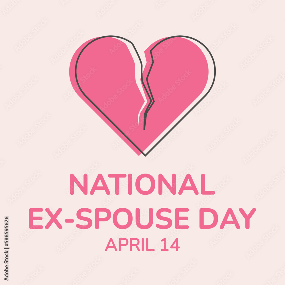 National Ex-Spouse Day. Vector illustration with broken heart. Flat broken heart illustration