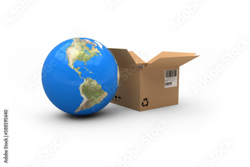 3D image of globe with open courier box