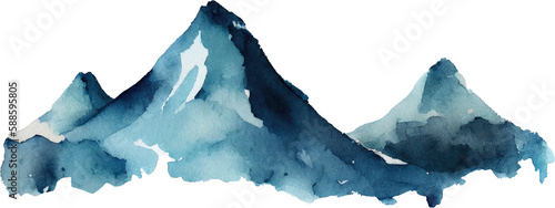 Mountains Watercolor. Generative AI