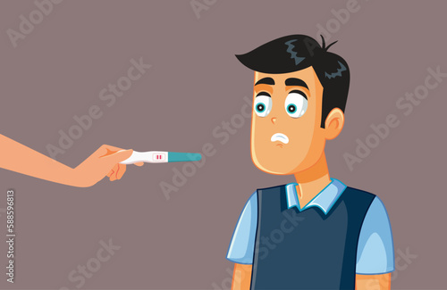 Surprise Boyfriend Finding Out he is a Father Vector Cartoon Illustration. Shocked man doubting his paternity after knowing he is infertile 
