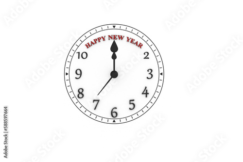 Happy new year written on clock