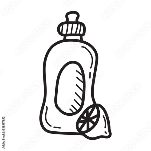 Doodle dishwashing liquid icon outline vector