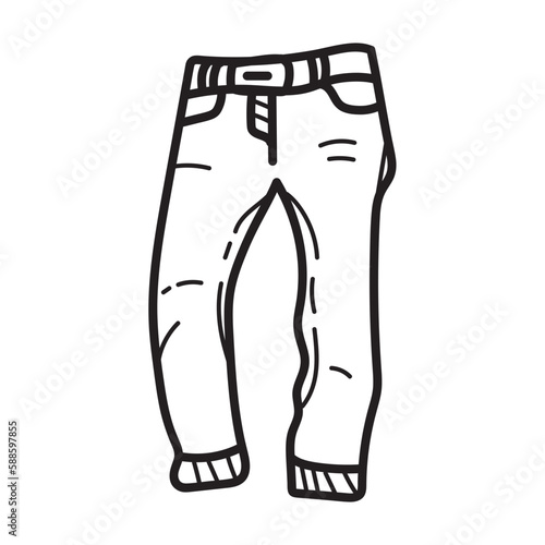 Doodle jeans icon outline vector